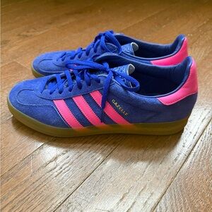 Adidas Gazelle Royal Blue and Hot Pink Sneakers
